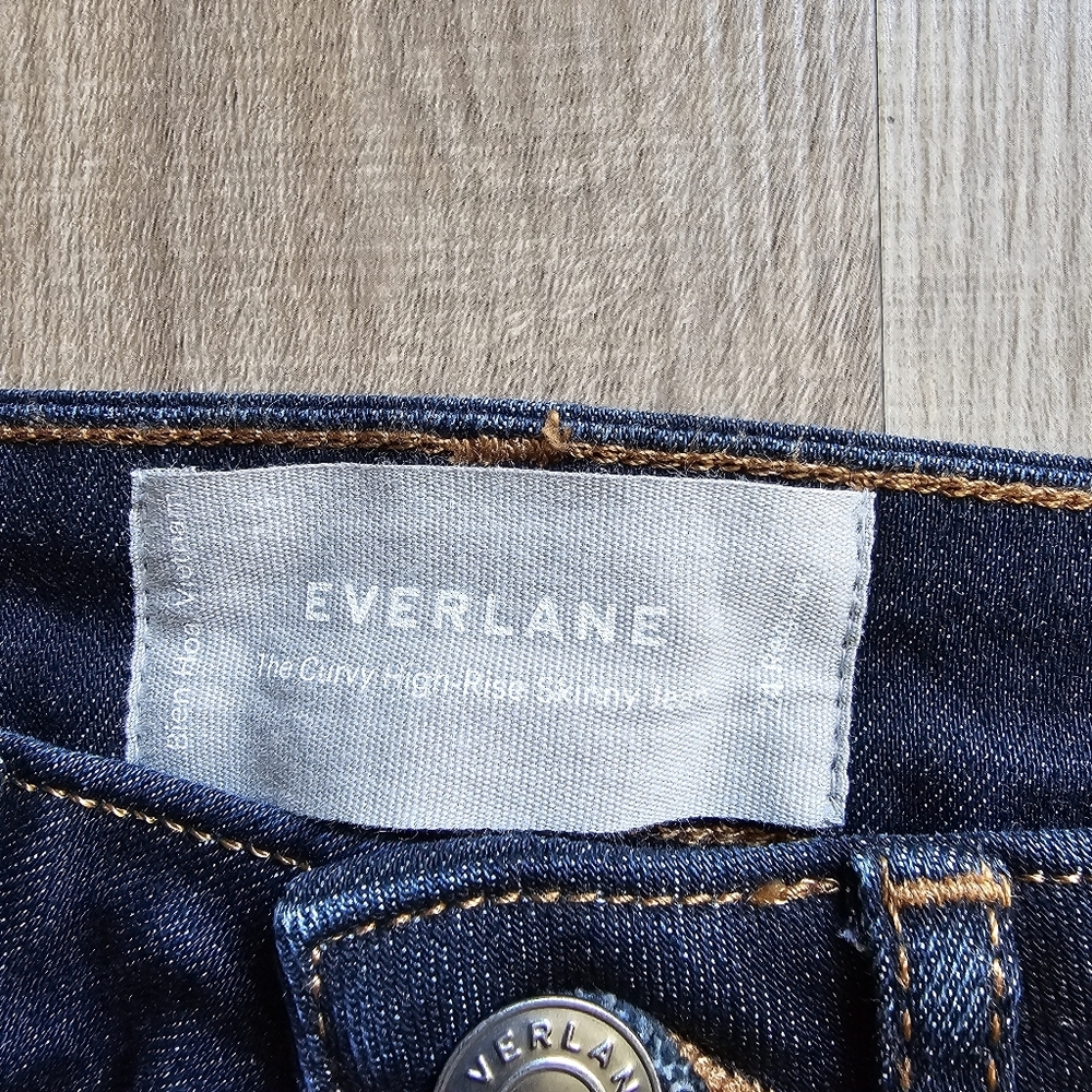 Everlane The Curvy High-Rise Skinny jean dark wash stretch 24 - Picture 4 of 6